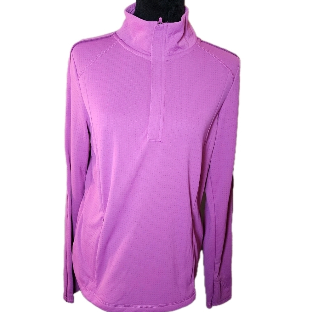 Mondetta Top Women small Orchid Pink 1/4 Zip Performance Thumb Holes Activewear
